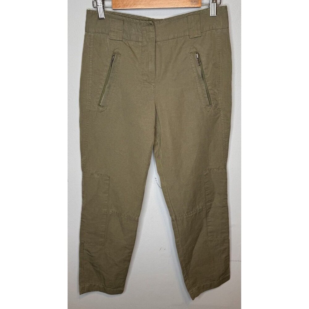 Theory Linen Blend Green Pants Size 0 Women’s XS Extra Small Fall